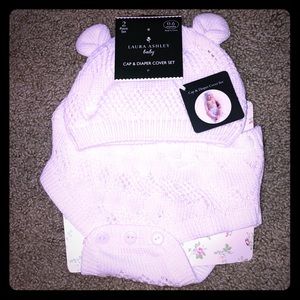 NWT Laura Ashley Cap & Diaper Cover Set